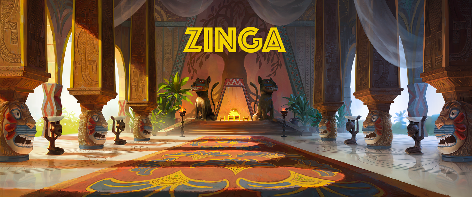 Zinga – interior matte painting background 2D of a palace hall, Benjamin Guillon
