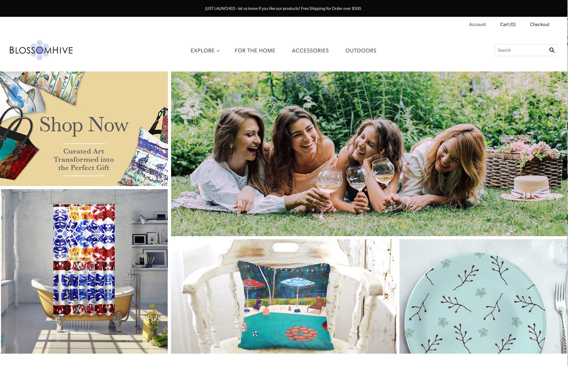 BlossomHive: Logo & E-commerce website design on Shopify platform.