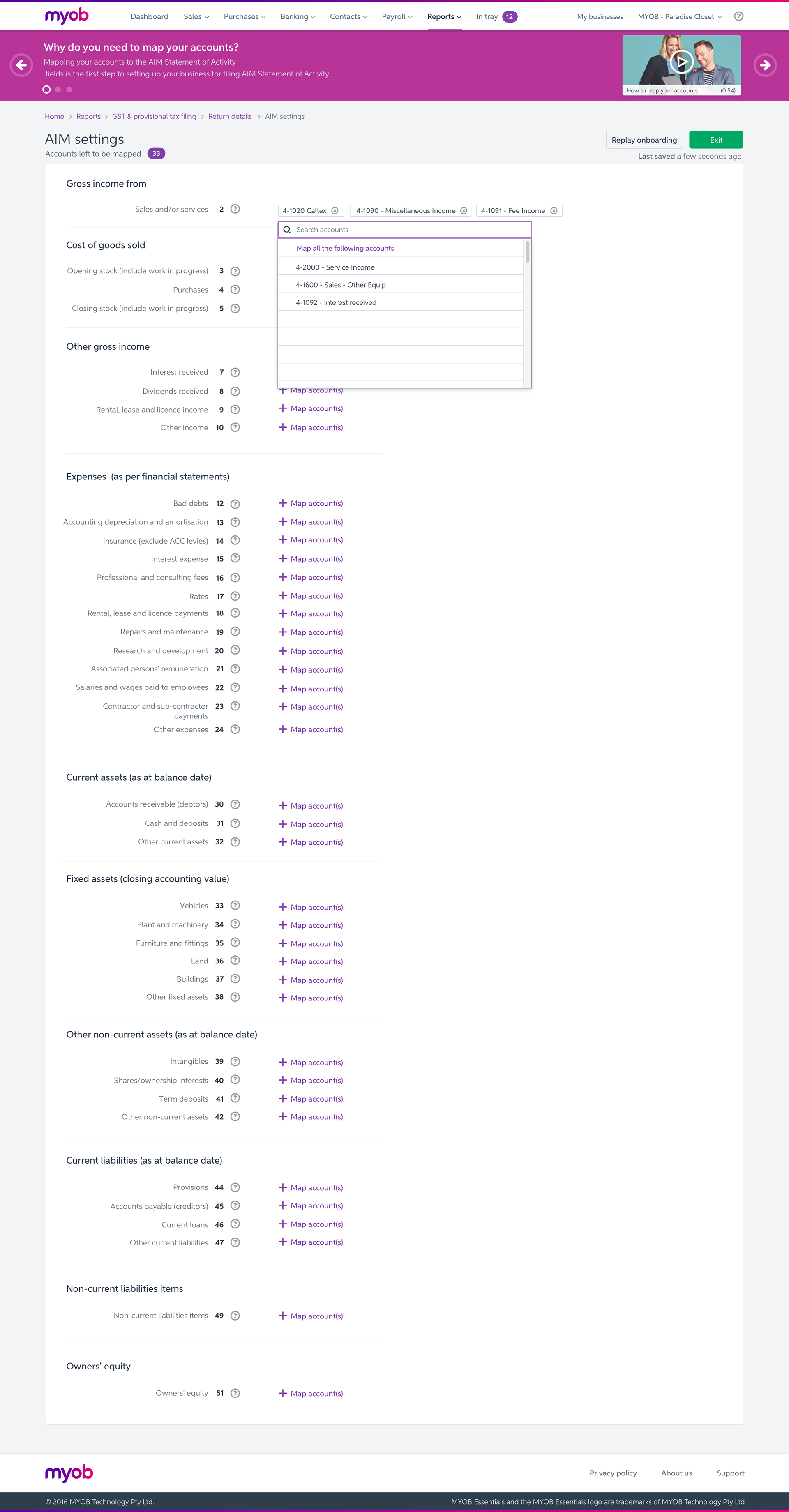 Account mapping