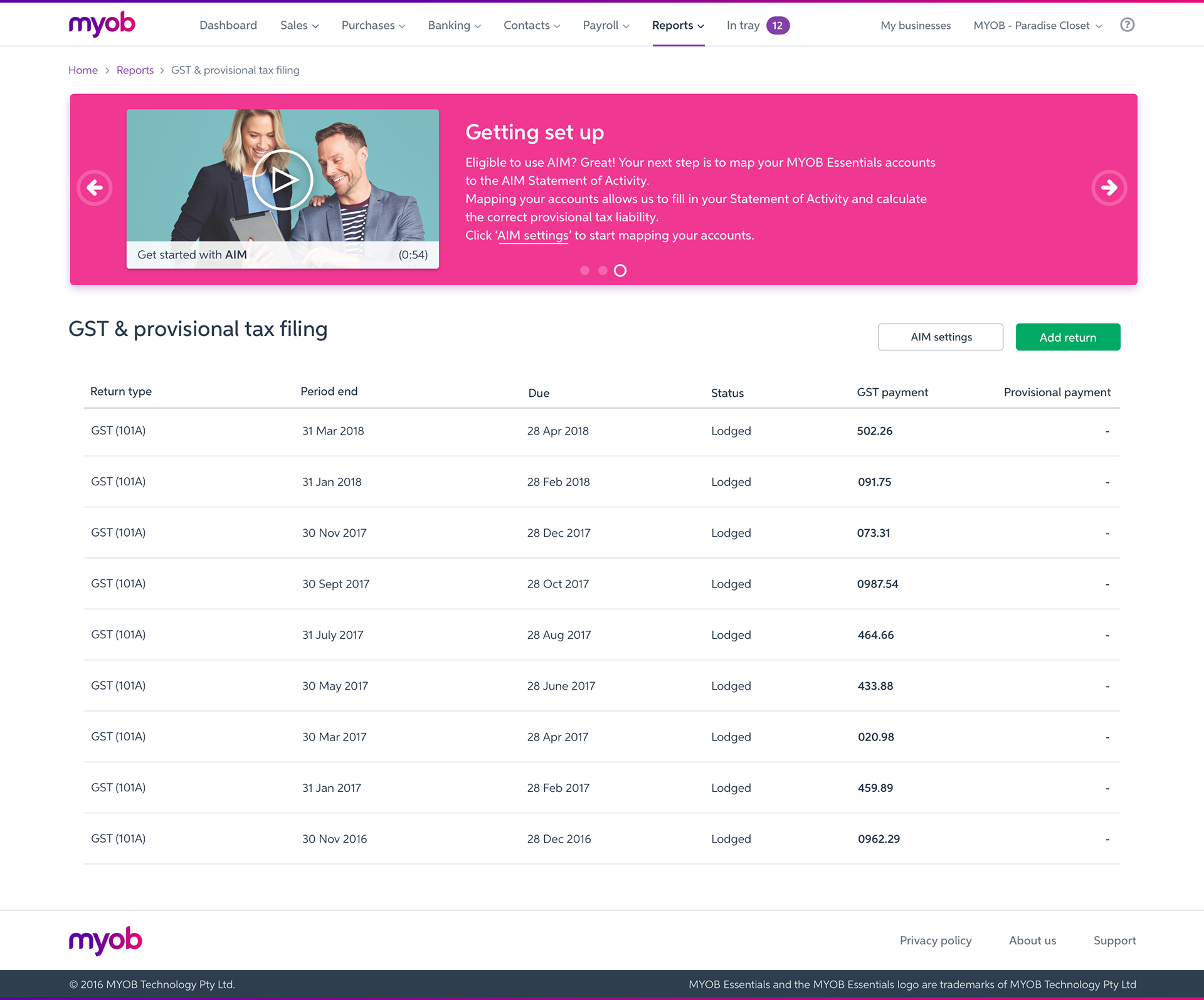 Lodgments dashboard