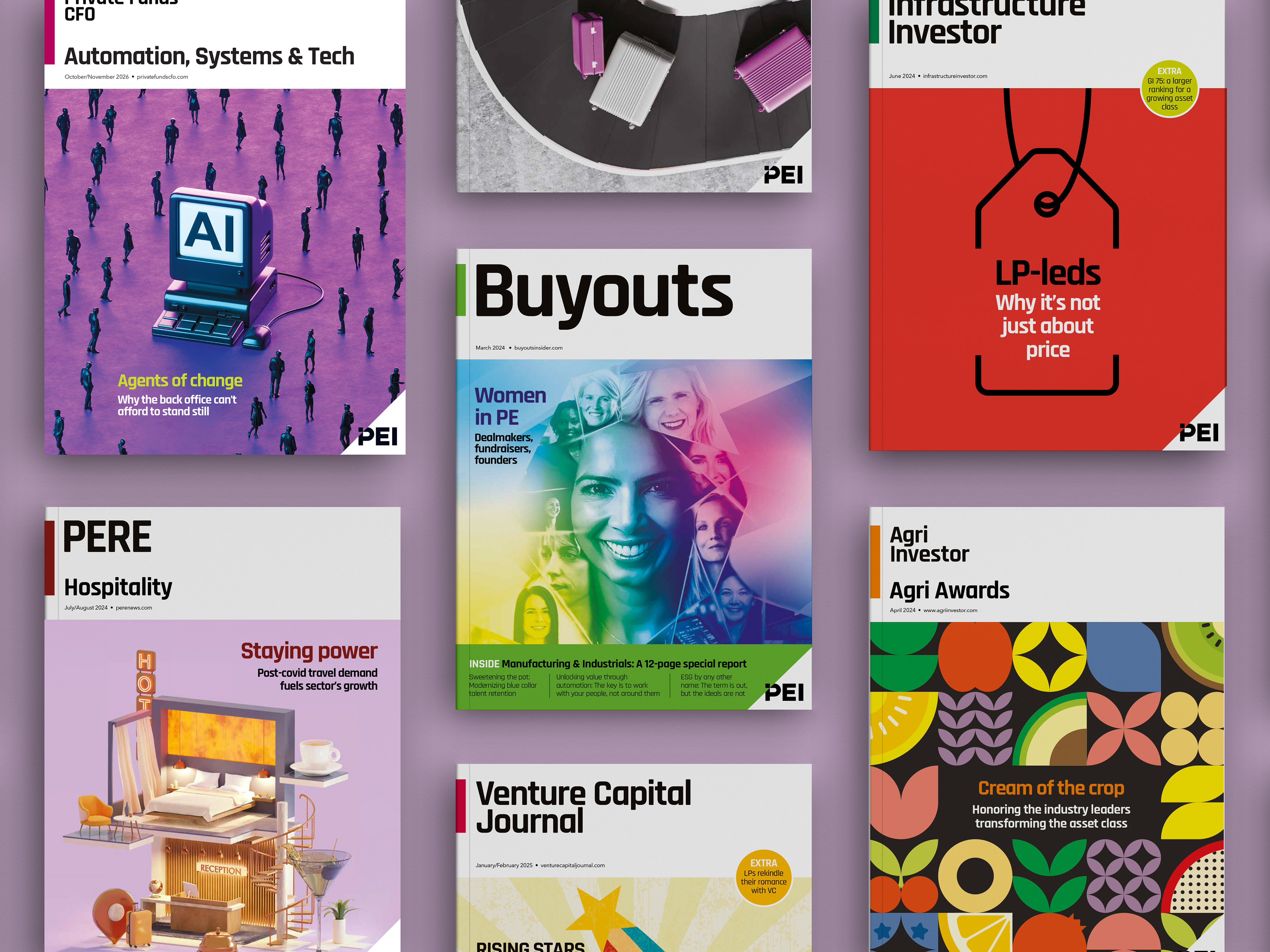 Covers of previous PEI magazine issues
