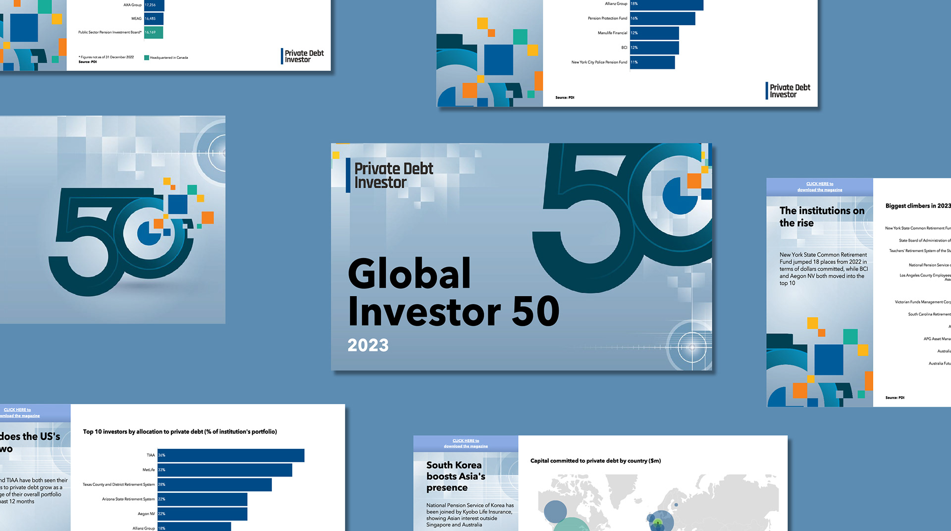 Infogram presentation for PDI 'Global Investor 50,' 2023