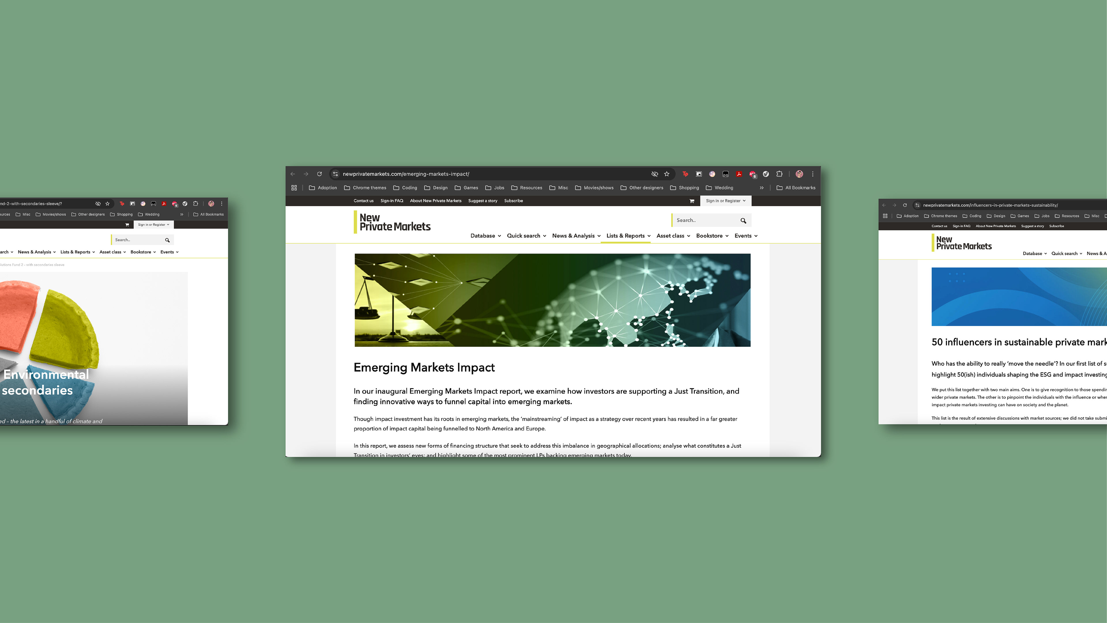 Landing page designs for New Private Markets
