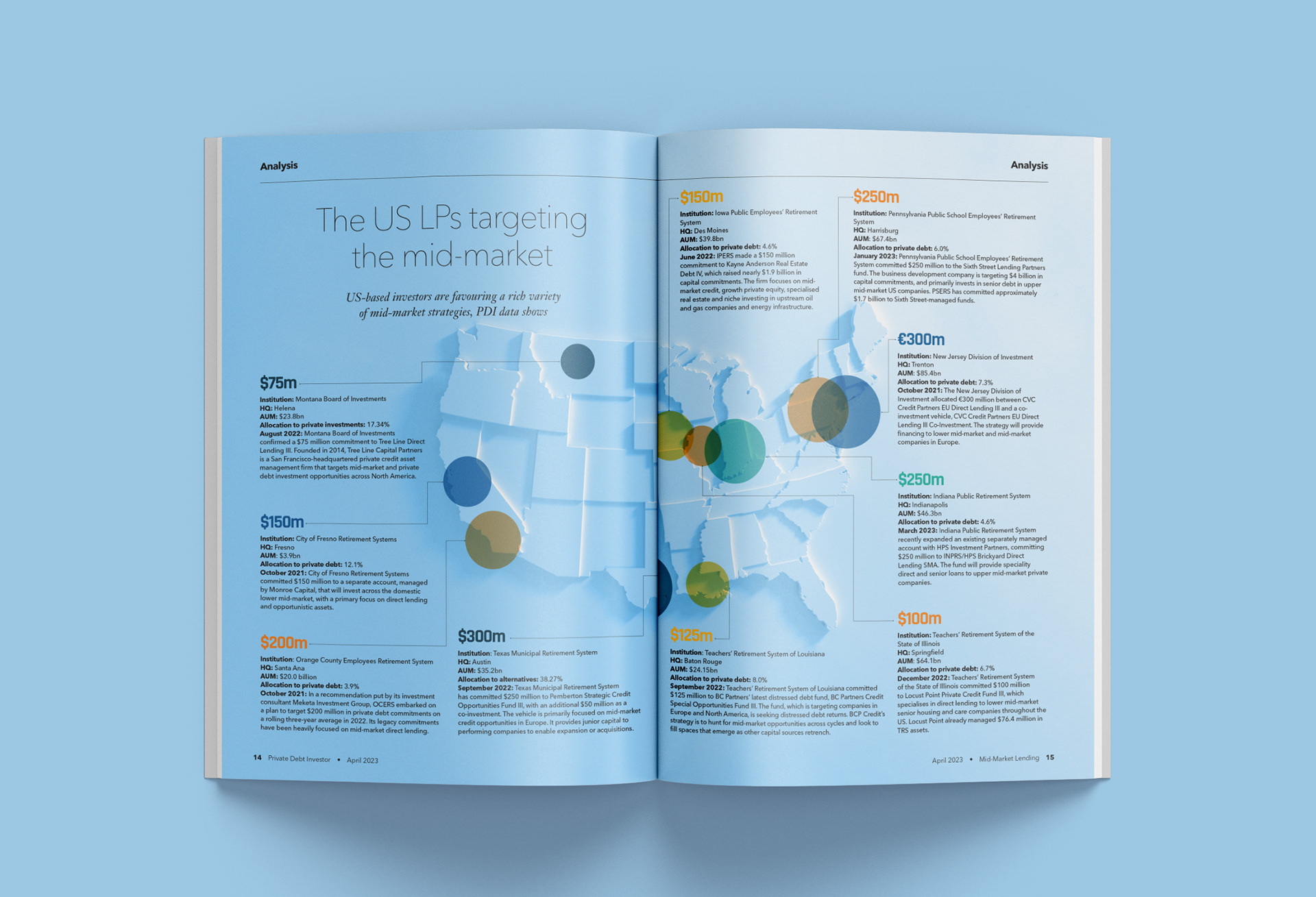 Map infographic from Private Debt Investor's April 2023 issue