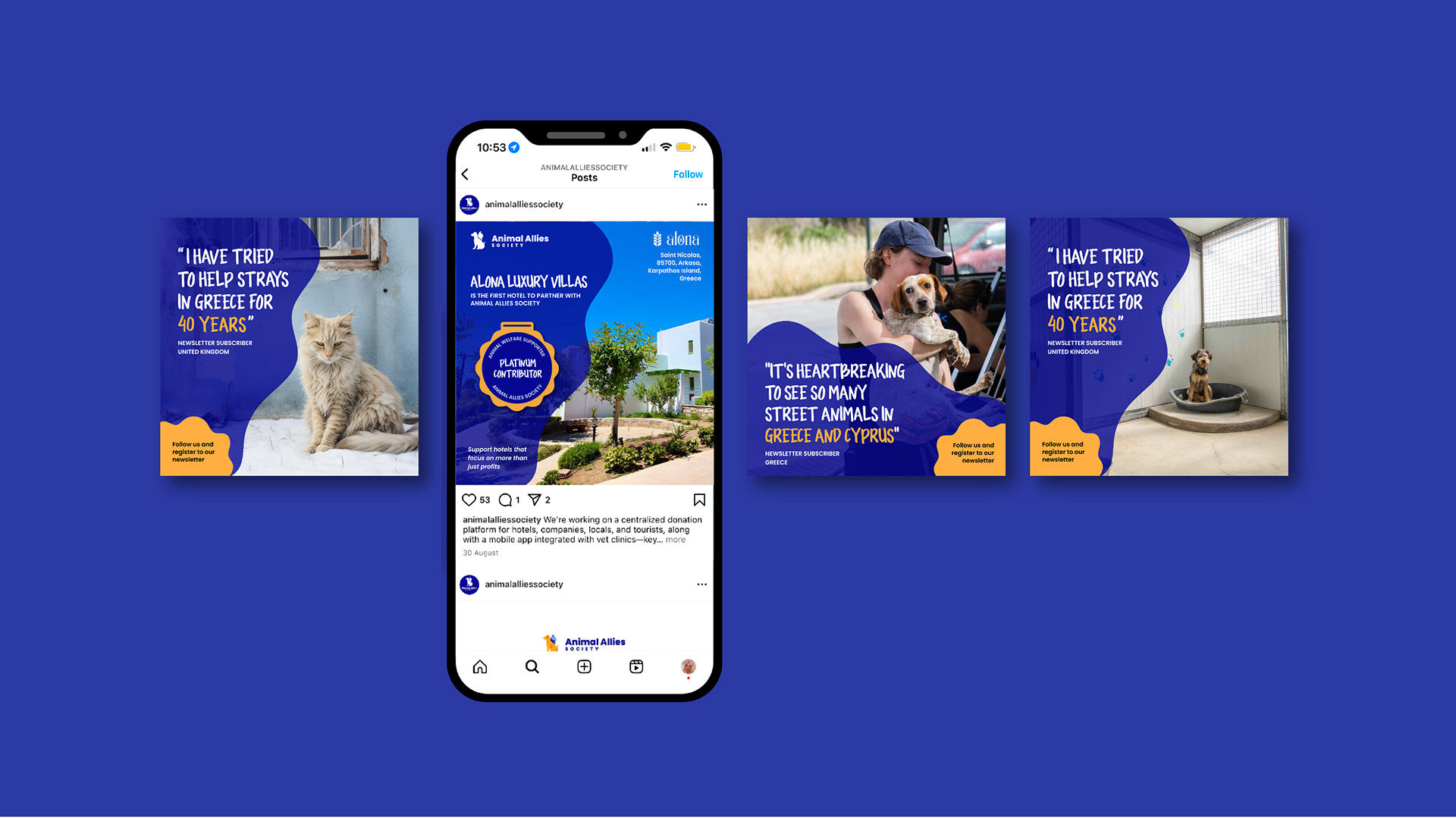 Instagram page featuring designed social media posts