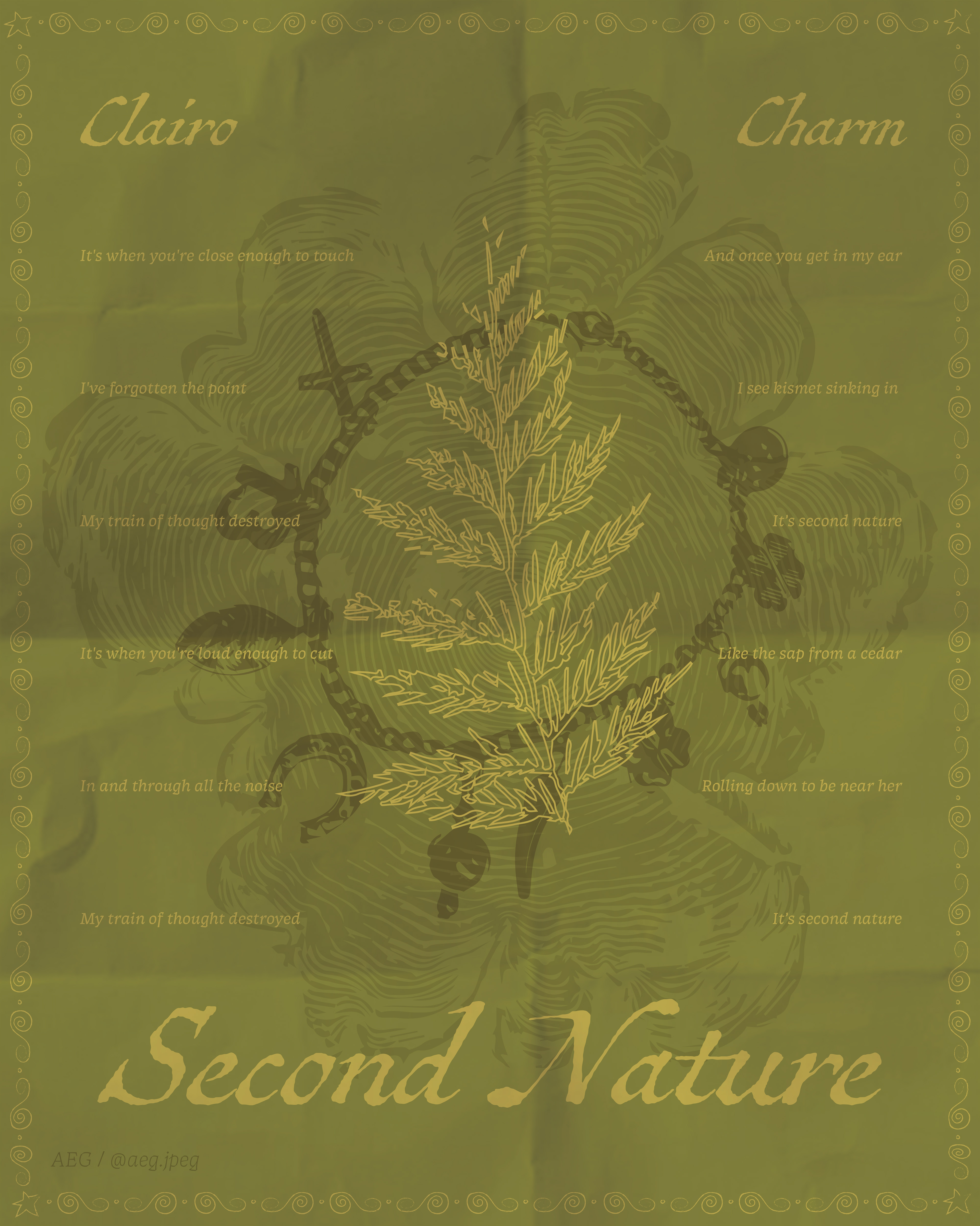 "Second Nature" Lyric Poster. Adobe Illustrator. 2024