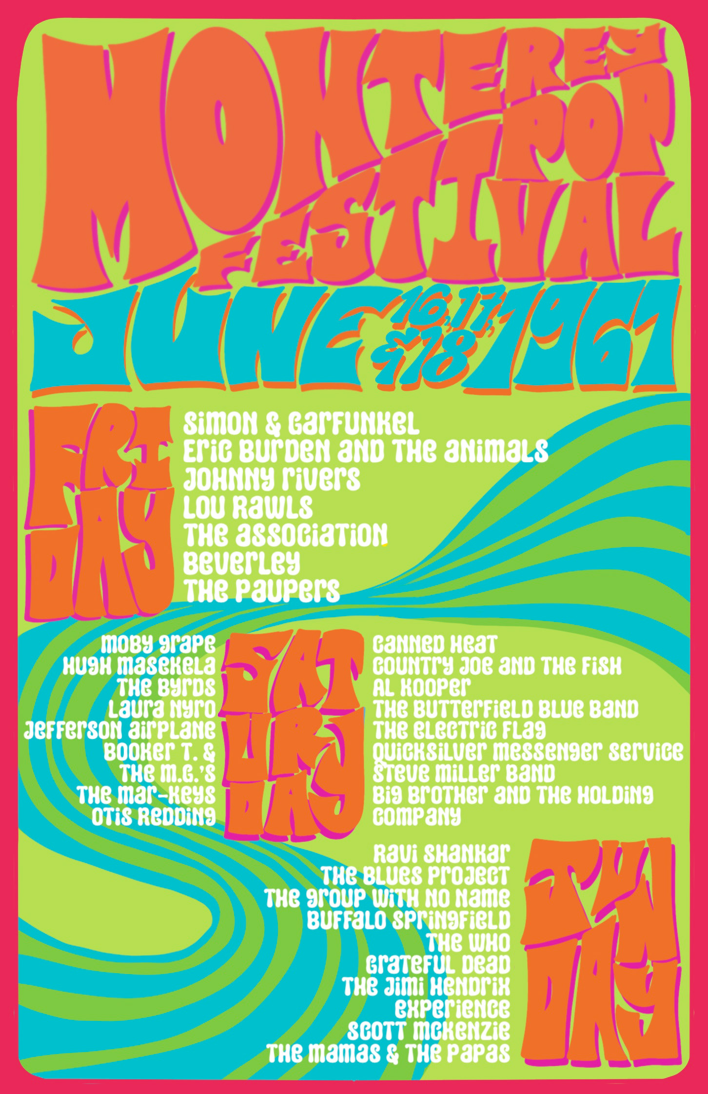 Monterey Pop Festival Poster Redesign. ProCreate. 2023