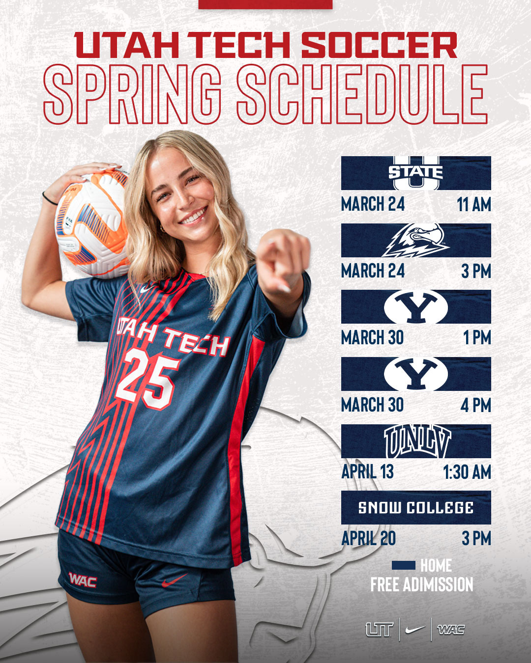 Women's Soccer Spring Schedule for Instagram