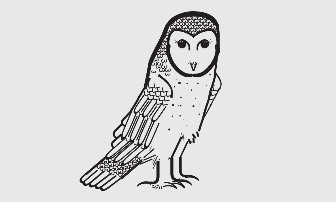 A classroom typography exercise in creating graphics using only type. This bird is a barn owl. September 2009 | Illustrator