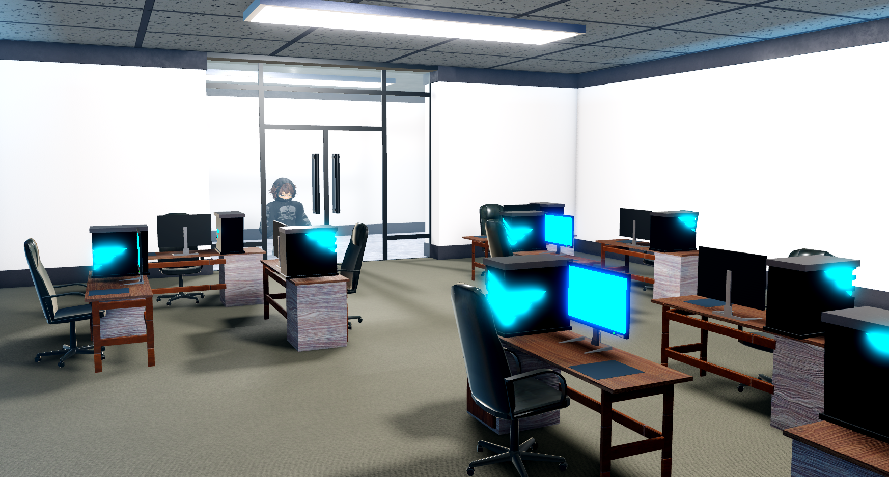 Side room beside a set of elevators to higher floors for Tycoon upgrades