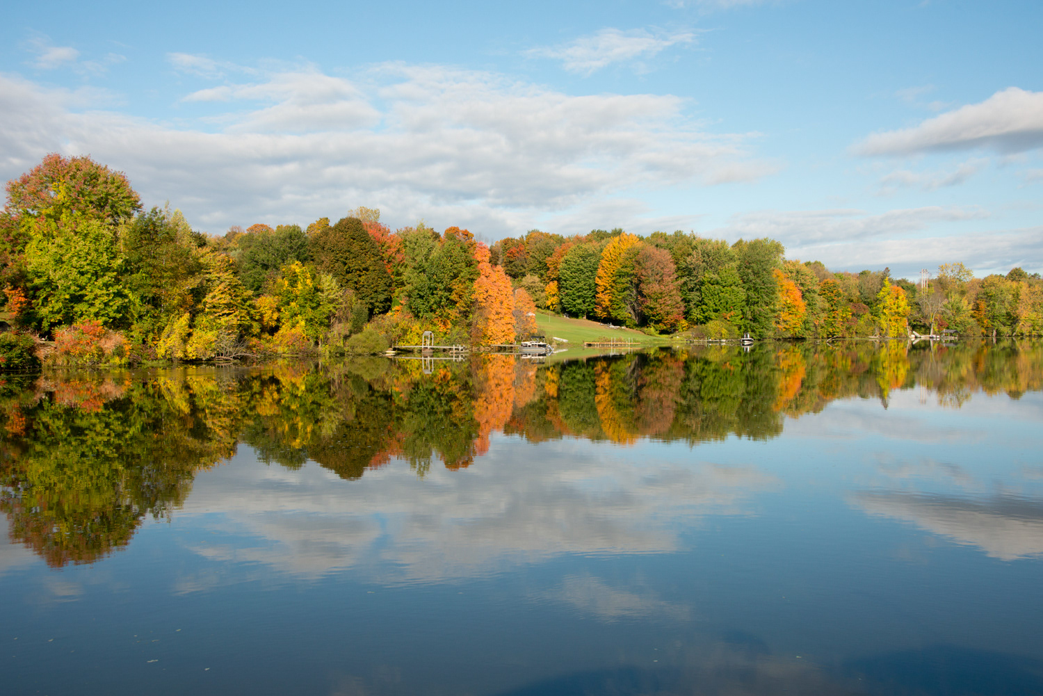 New York, Erie Canal - Fall reflections on the Oswego Canal