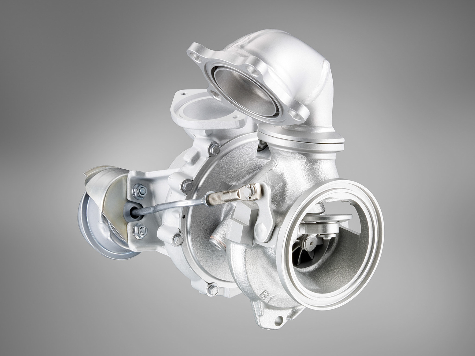 Cut-away Display of the exhaust gas turbocharger of the BMW N74 V12 engine