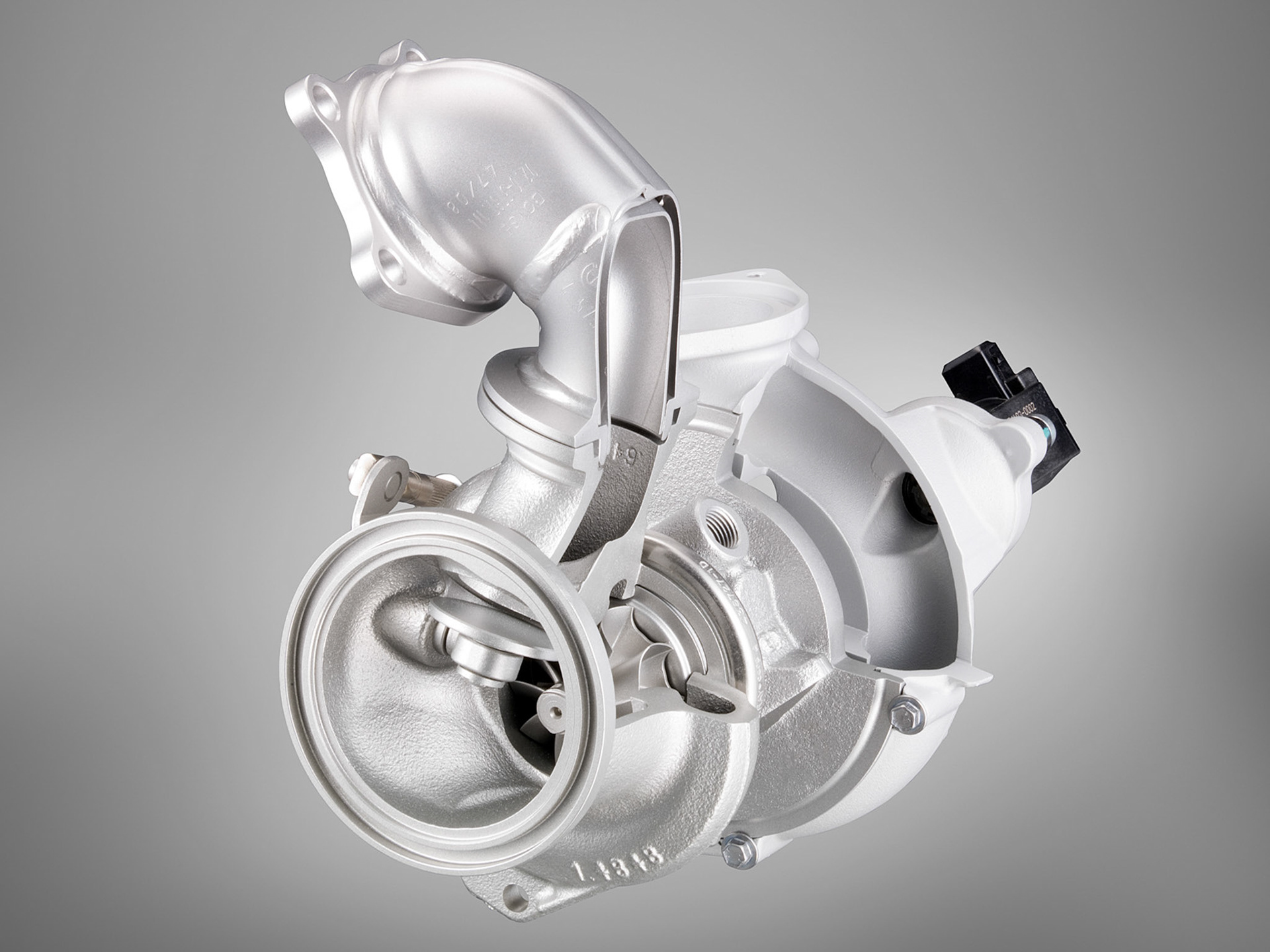 Cut-away Display of the exhaust gas turbocharger of the BMW N74 V12 engine