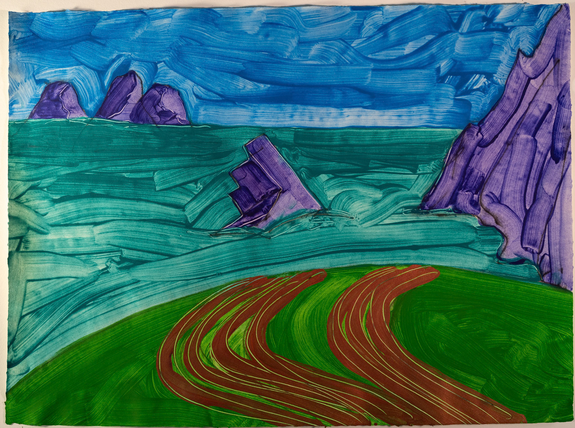 Cut Turf, Benwee, May, 2025 - Acrylic on Twin Rocker handmade cotton paper