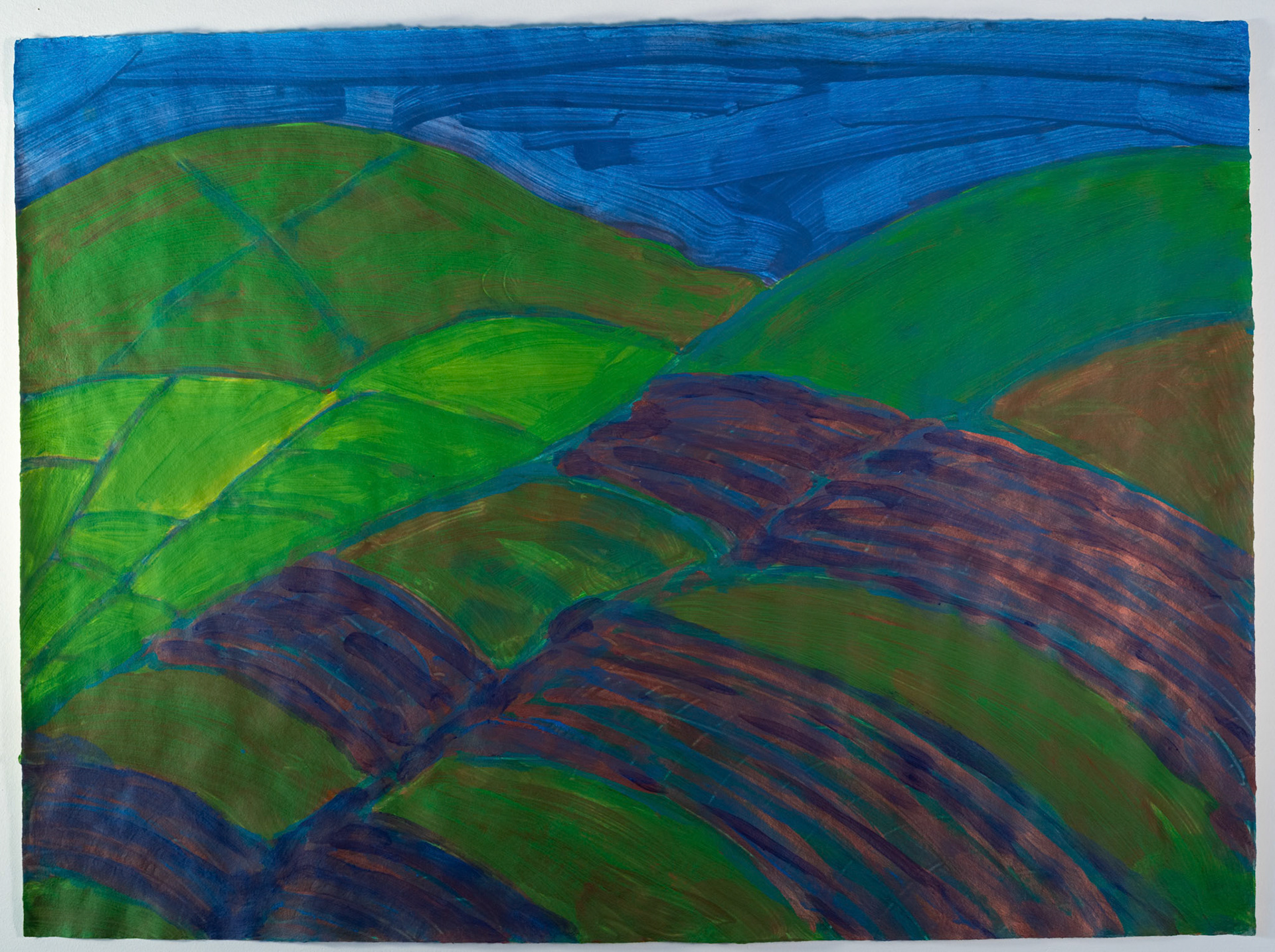 Turf Field, May, 2025 - Acrylic on Twin Rocker handmade cotton paper