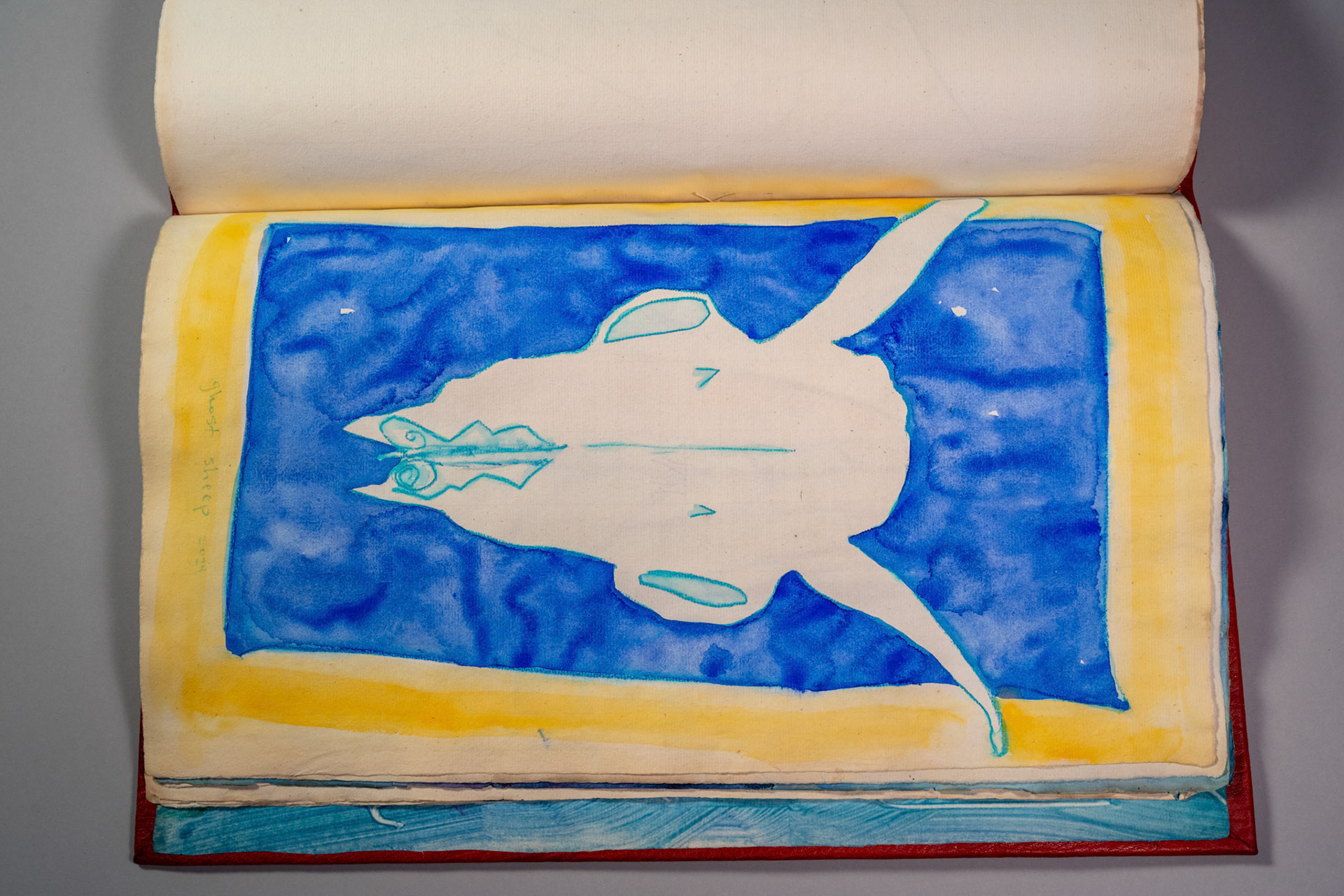 Balinglen 2023 Sketch BookPainting and drawing on antique laid paper, bound in leather with gold tooling, 12" x 16" x 1"