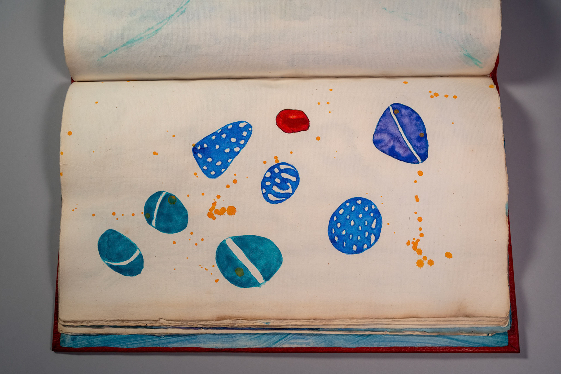 Balinglen 2023 Sketch BookPainting and drawing on antique laid paper, bound in leather with gold tooling, 12" x 16" x 1"