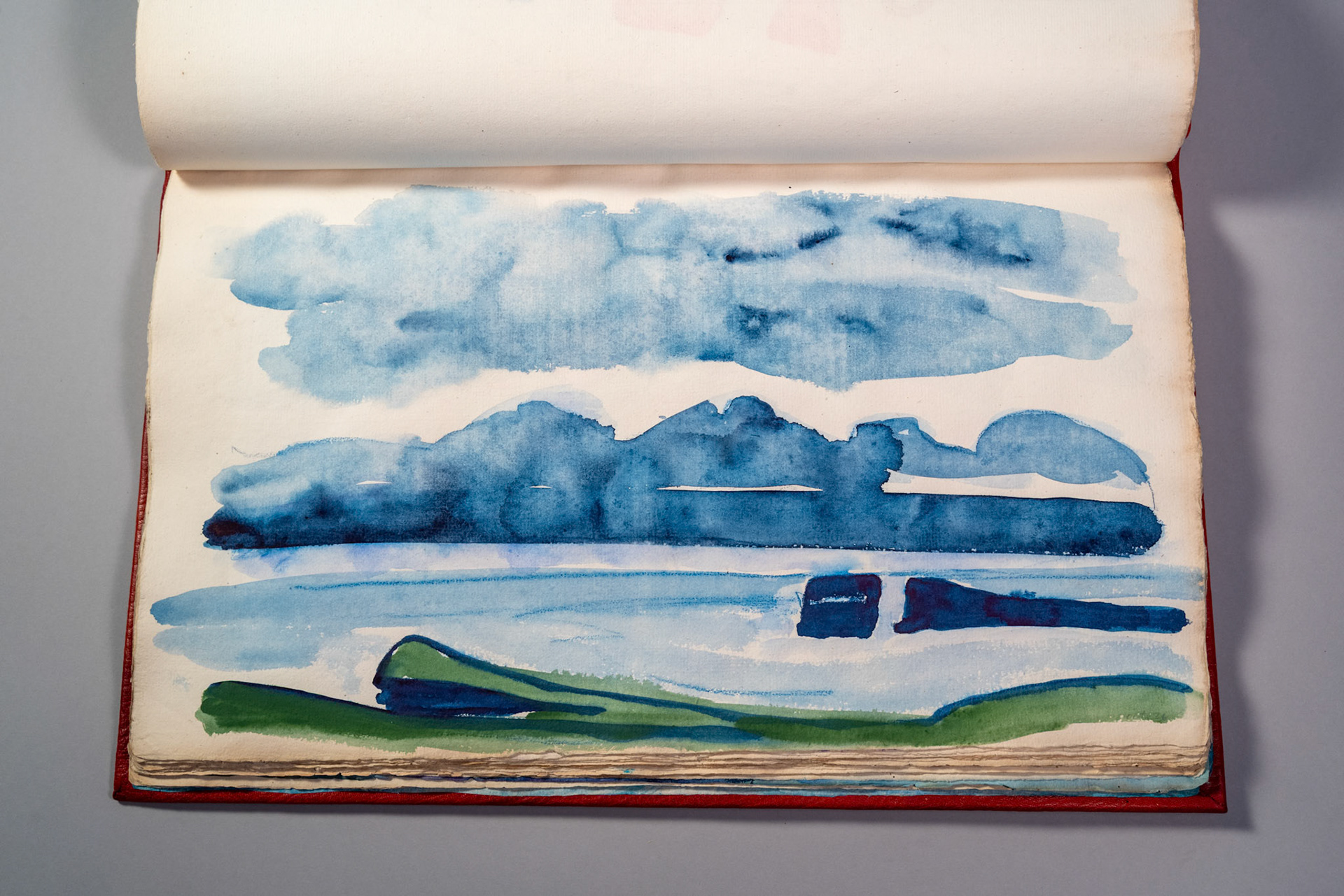 Balinglen 2023 Sketch BookPainting and drawing on antique laid paper, bound in leather with gold tooling, 12" x 16" x 1"