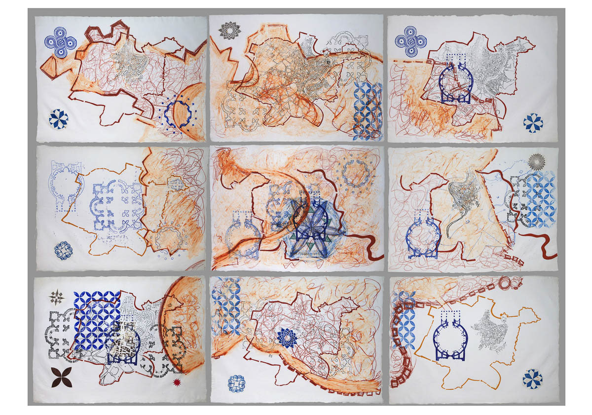 Nine panel drawing