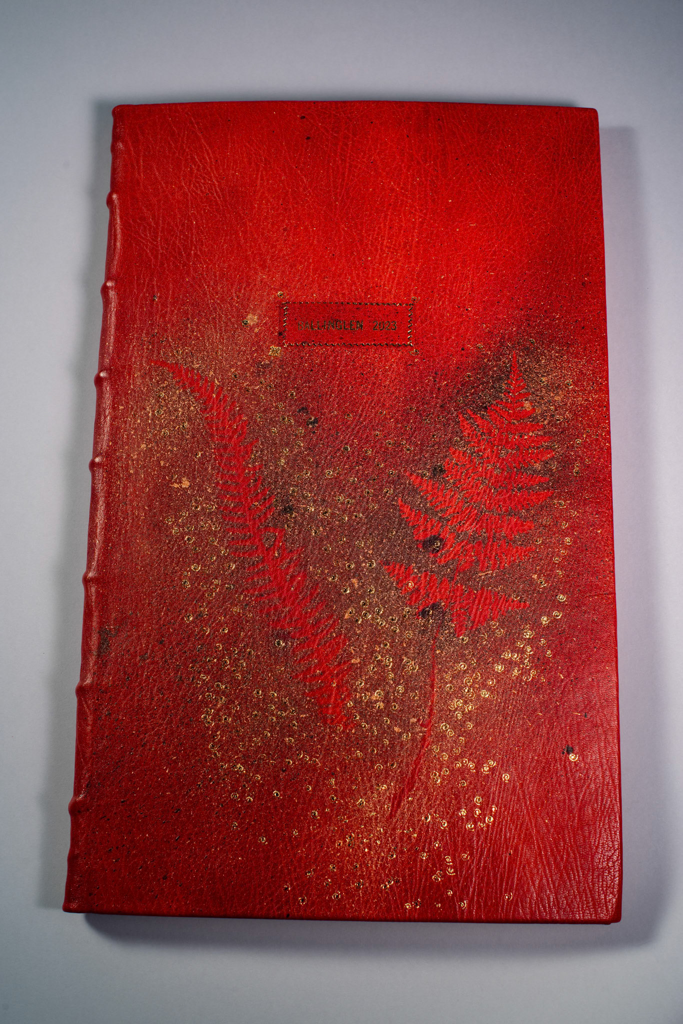 Balinglen 2023 Sketch BookPainting and drawing on antique laid paper, bound in leather with gold tooling, 12" x 16" x 1"