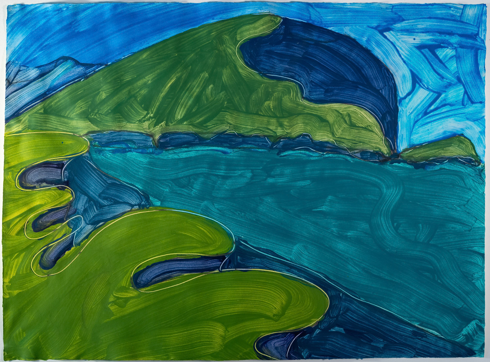 Geevraun - Horse Island, May, 2025 - Acrylic on Twin Rocker handmade cotton paper