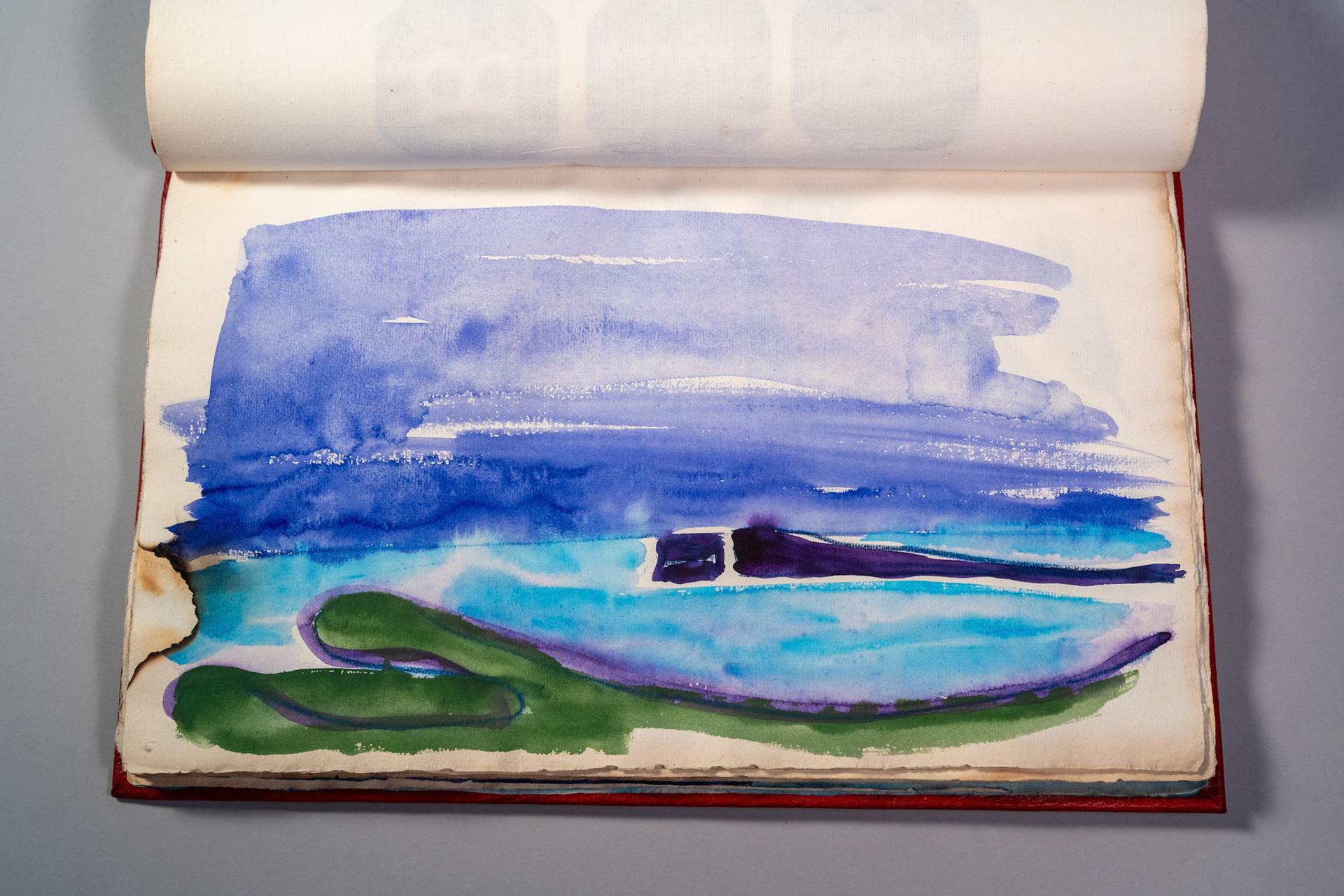 Balinglen 2023 Sketch BookPainting and drawing on antique laid paper, bound in leather with gold tooling, 12" x 16" x 1"