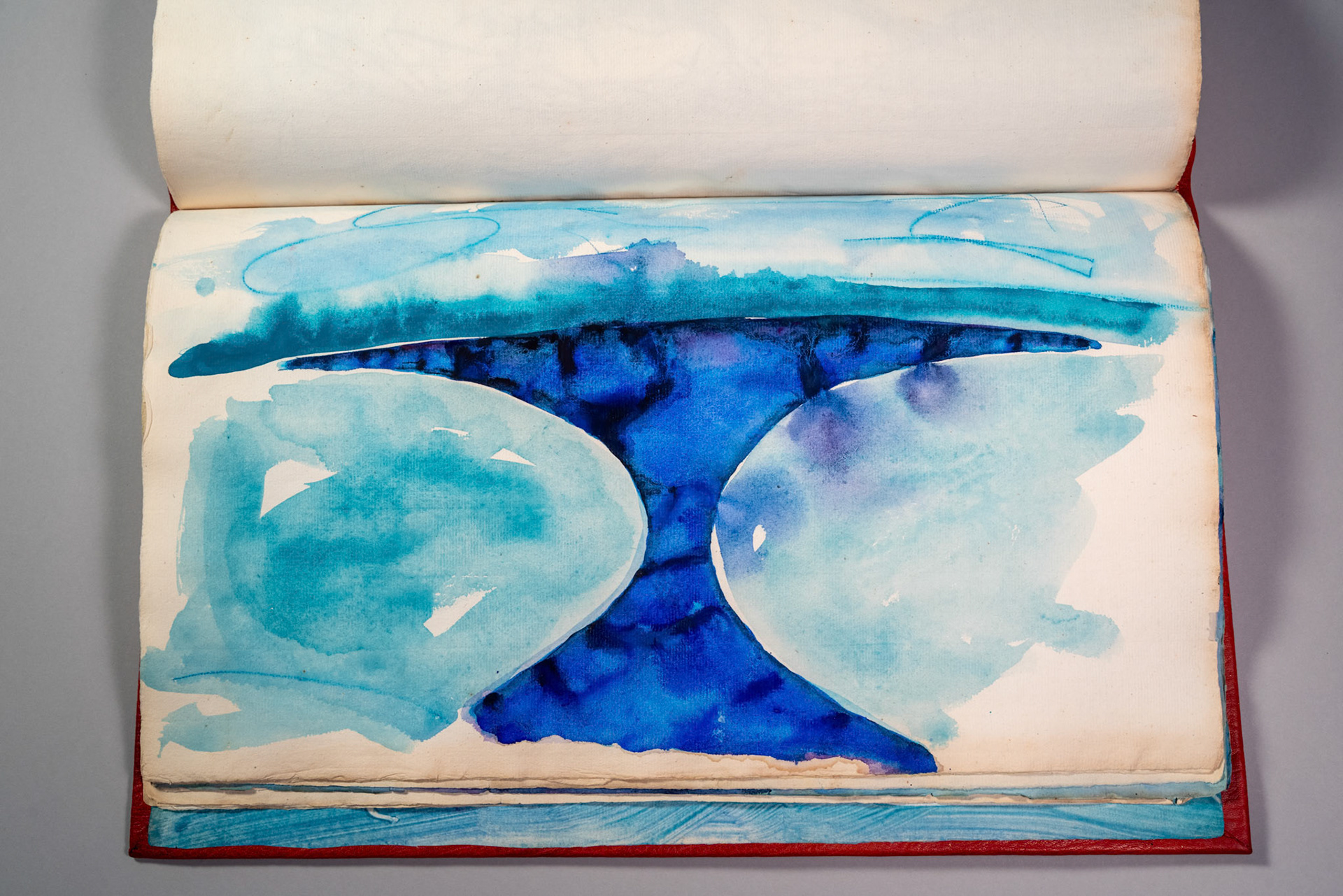Balinglen 2023 Sketch BookPainting and drawing on antique laid paper, bound in leather with gold tooling, 12" x 16" x 1"