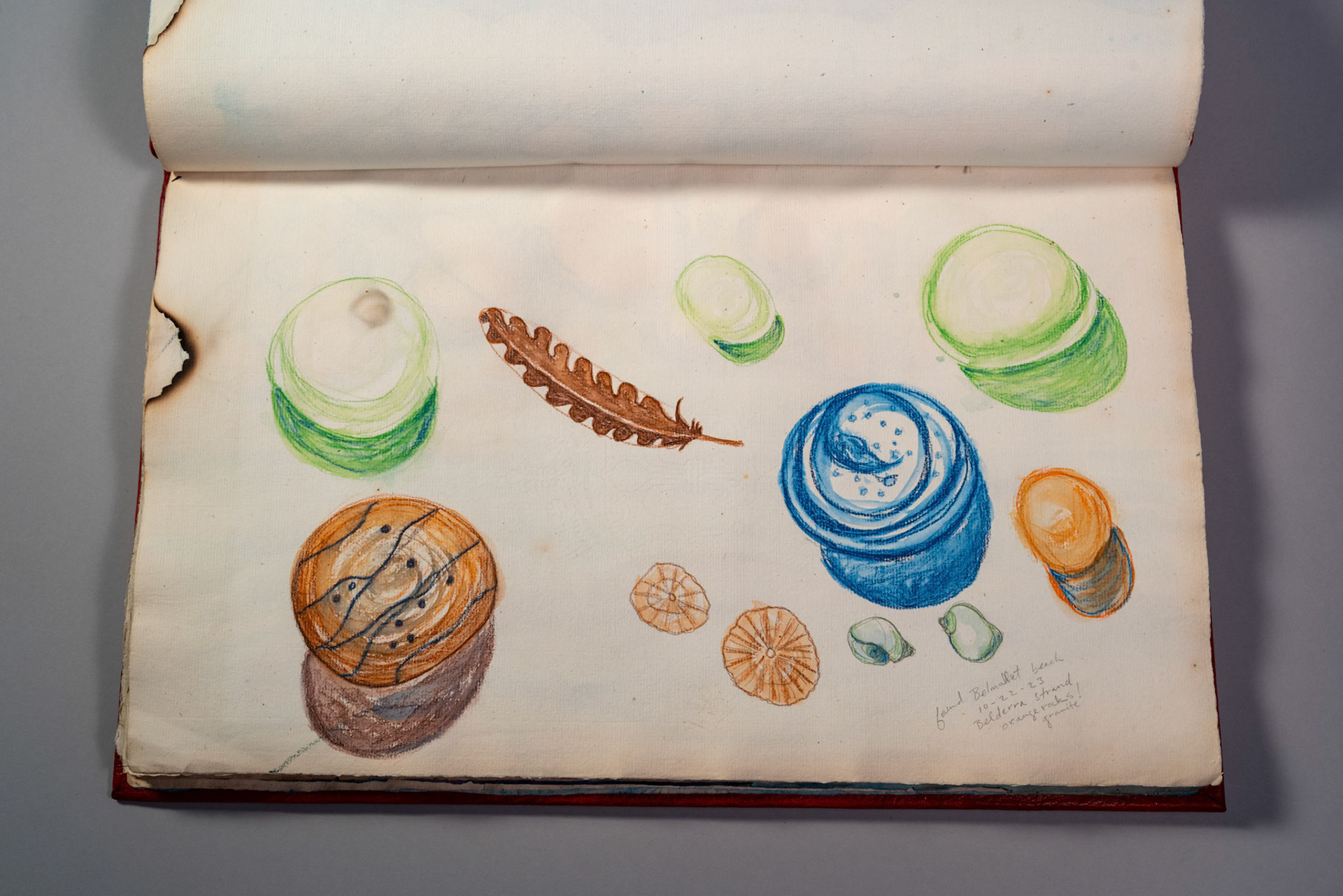 Balinglen 2023 Sketch BookPainting and drawing on antique laid paper, bound in leather with gold tooling, 12" x 16" x 1"