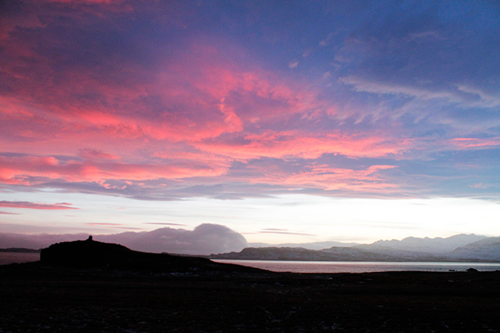 Sunset over fjords
