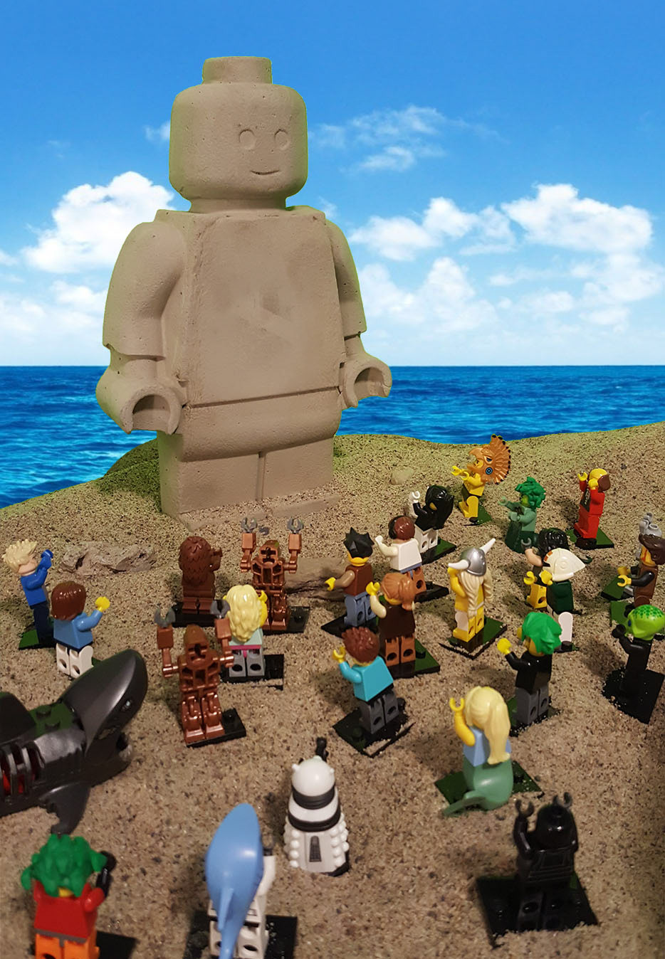 Someone left a pair of concrete lego dudes on my front steps. They've become gods.