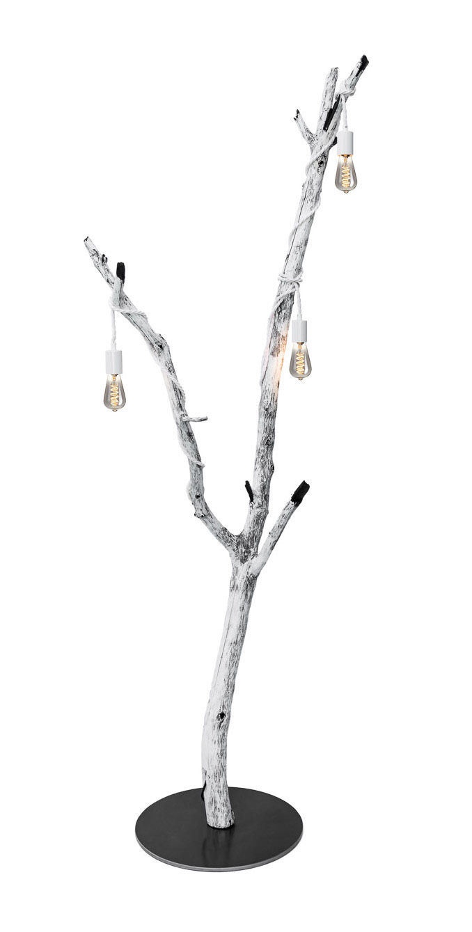 B U C H D R U C K E R - 0 1 HEIGHT: 2300 mm LAMPS: LED, not dimmable, smokey glass fabric cable - white FINISH: Acrylic, black - white