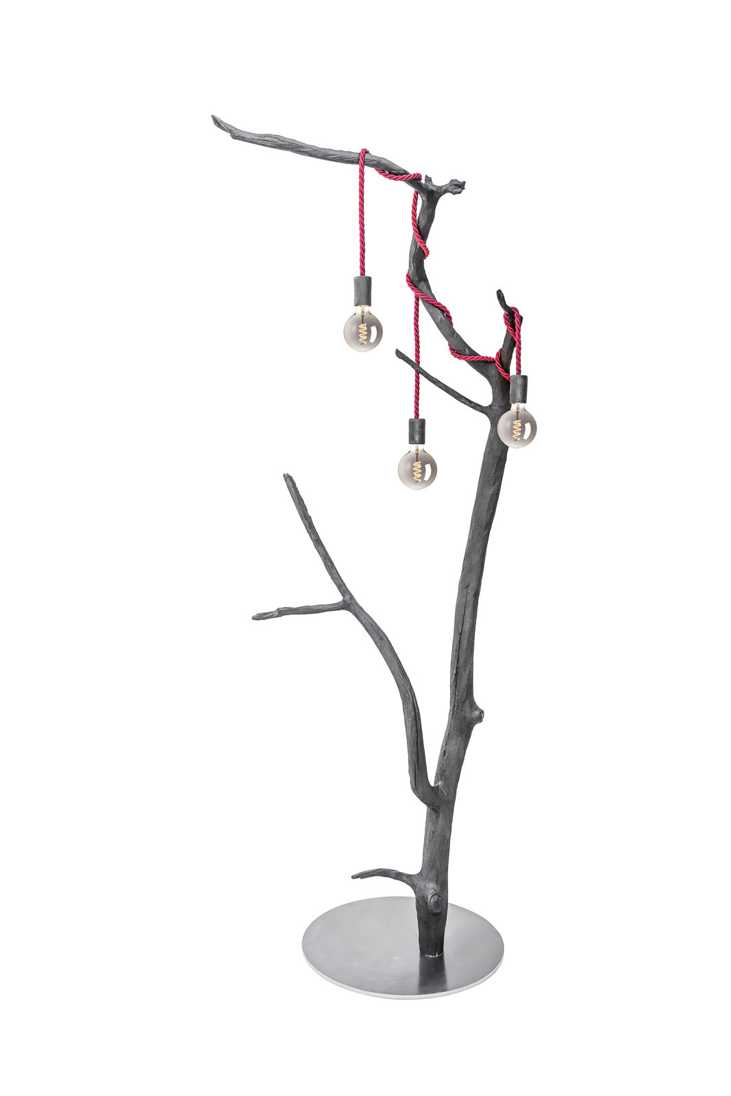 B U R N E D HEIGHT: 2300 mm LAMPS: LED, not dimmable, smokey glass fabric cable - bordeaux FINISH: Fired and lacquered