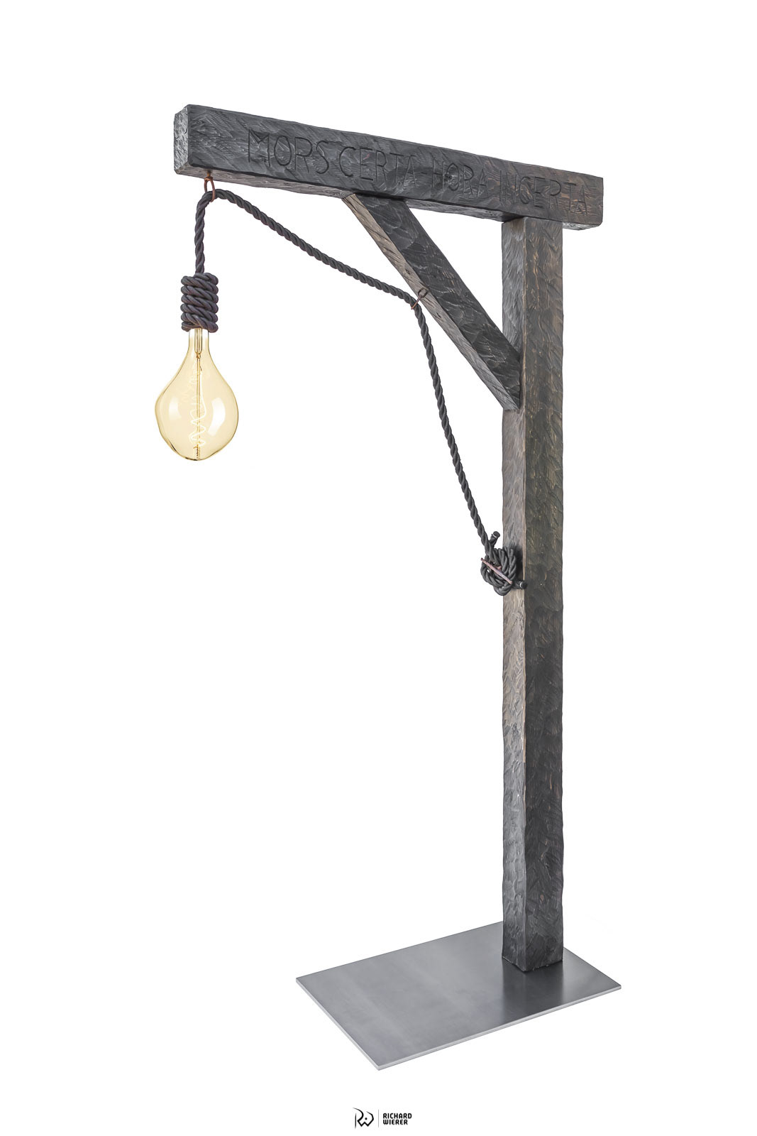 M E M E N T O M O R I HEIGHT: 2300 mm LAMP: LED, not dimmable, vintage glass fabric cable - black FINISH: Rustic, acrylic, waxed