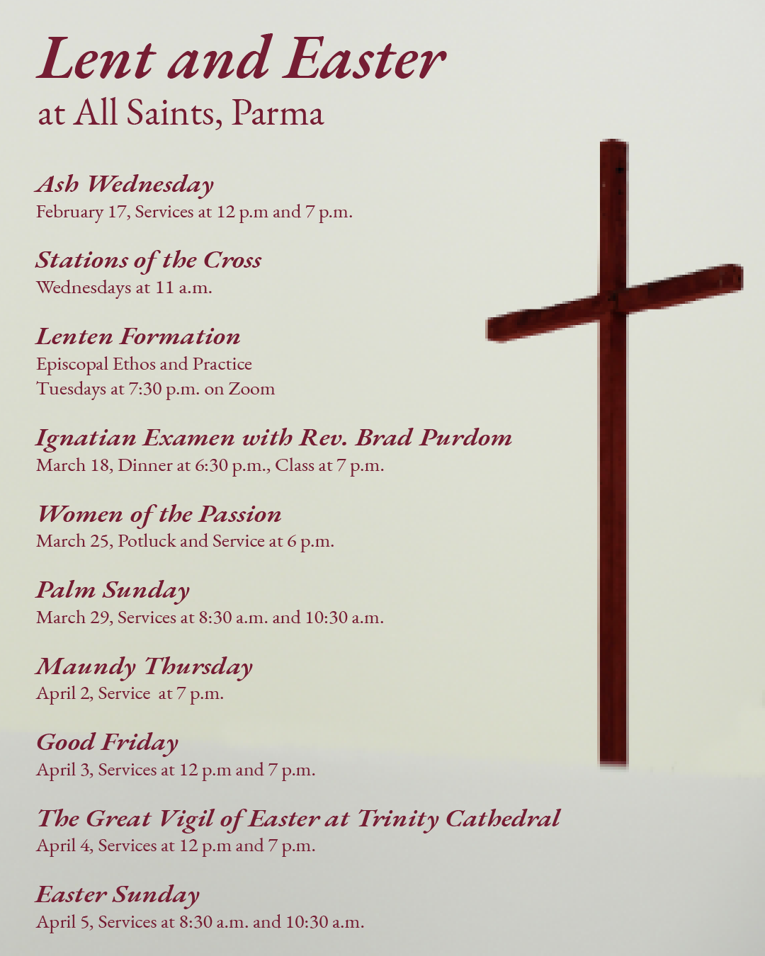 Easter Schedule Graphic for Social Media