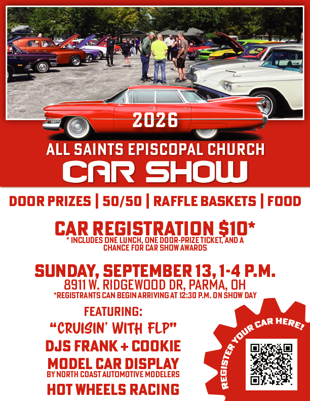 All Saints Car Show Graphic