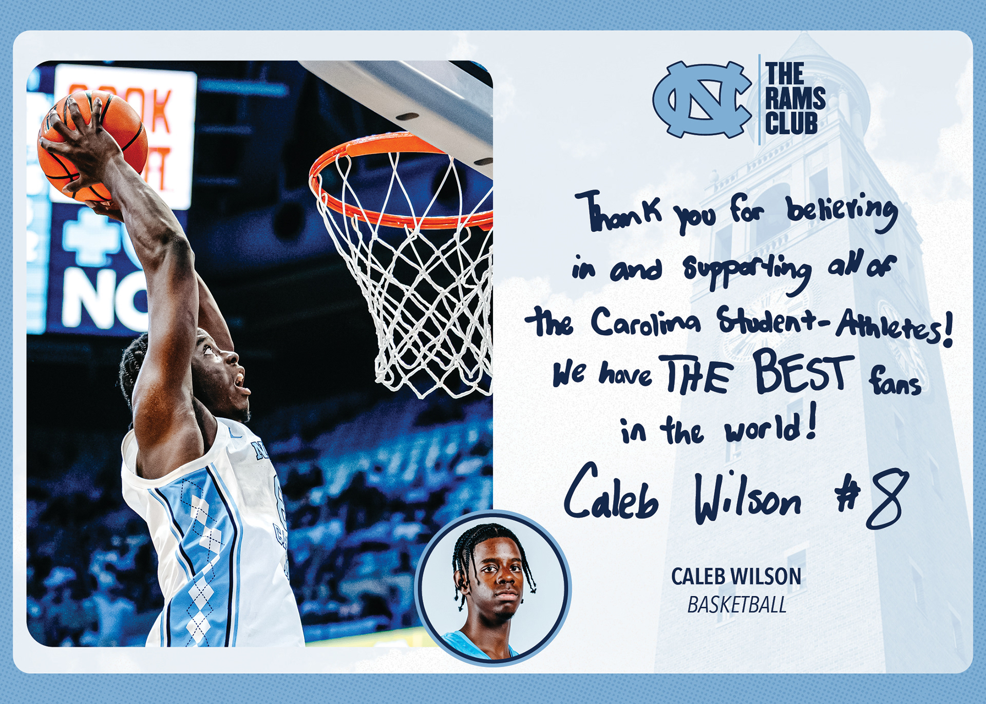 Student-Athlete Hand-Written Thank You Postcard