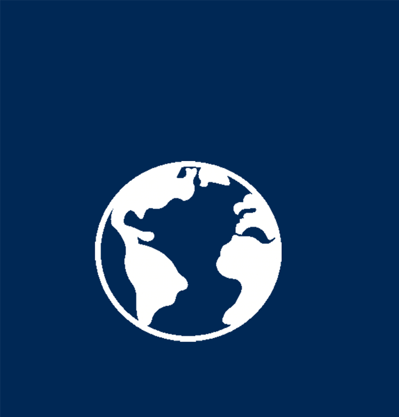 A white globe on a blue background, with a gold trophy popping into view.