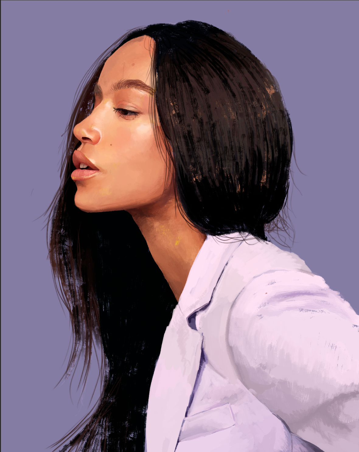 Woman in purple