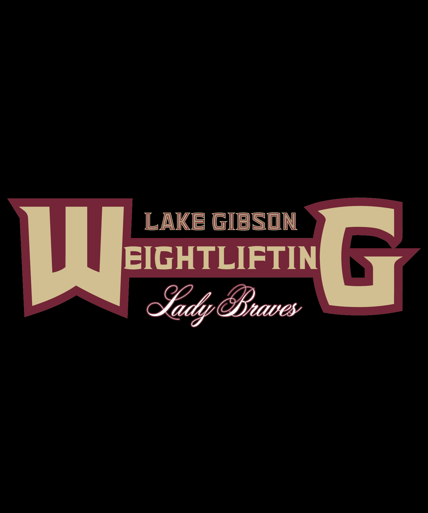 Shirt Front Concept #3. Weightlifting is written in a way to symbolize a barbell.