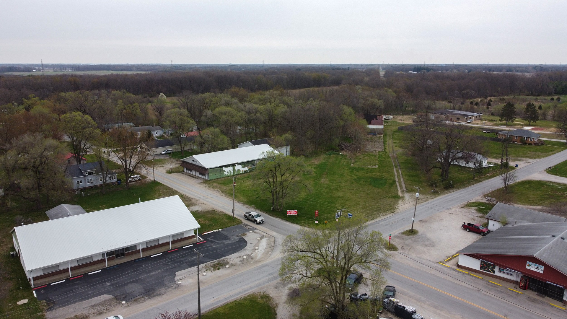 Drone photo of the mural/area