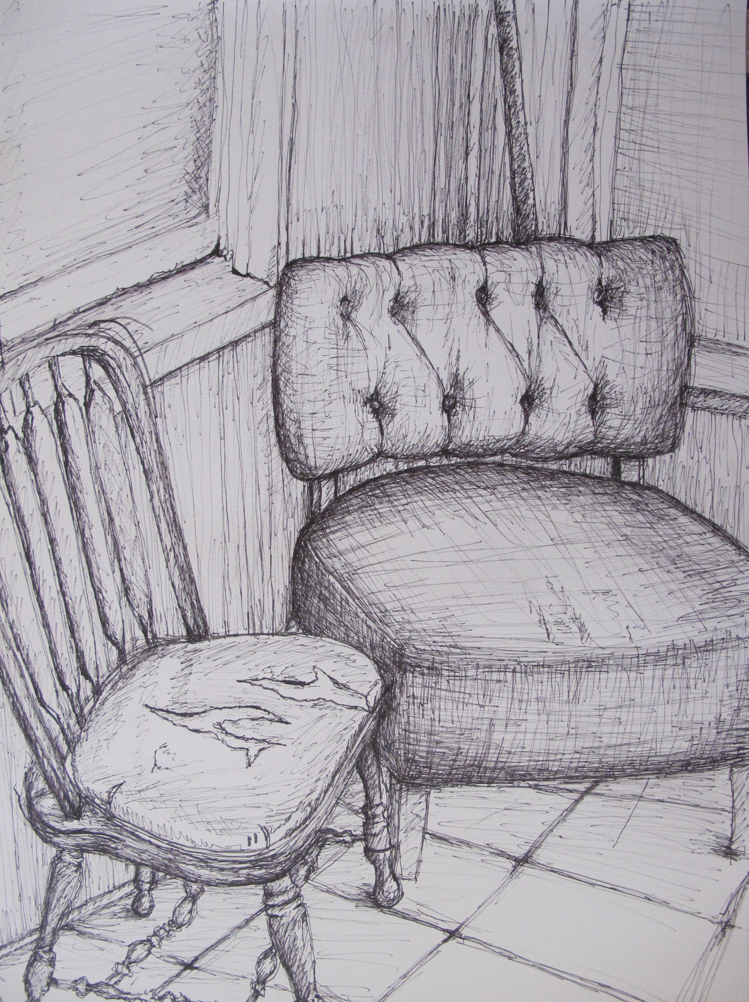 Observational Sketch, Ink, 2020