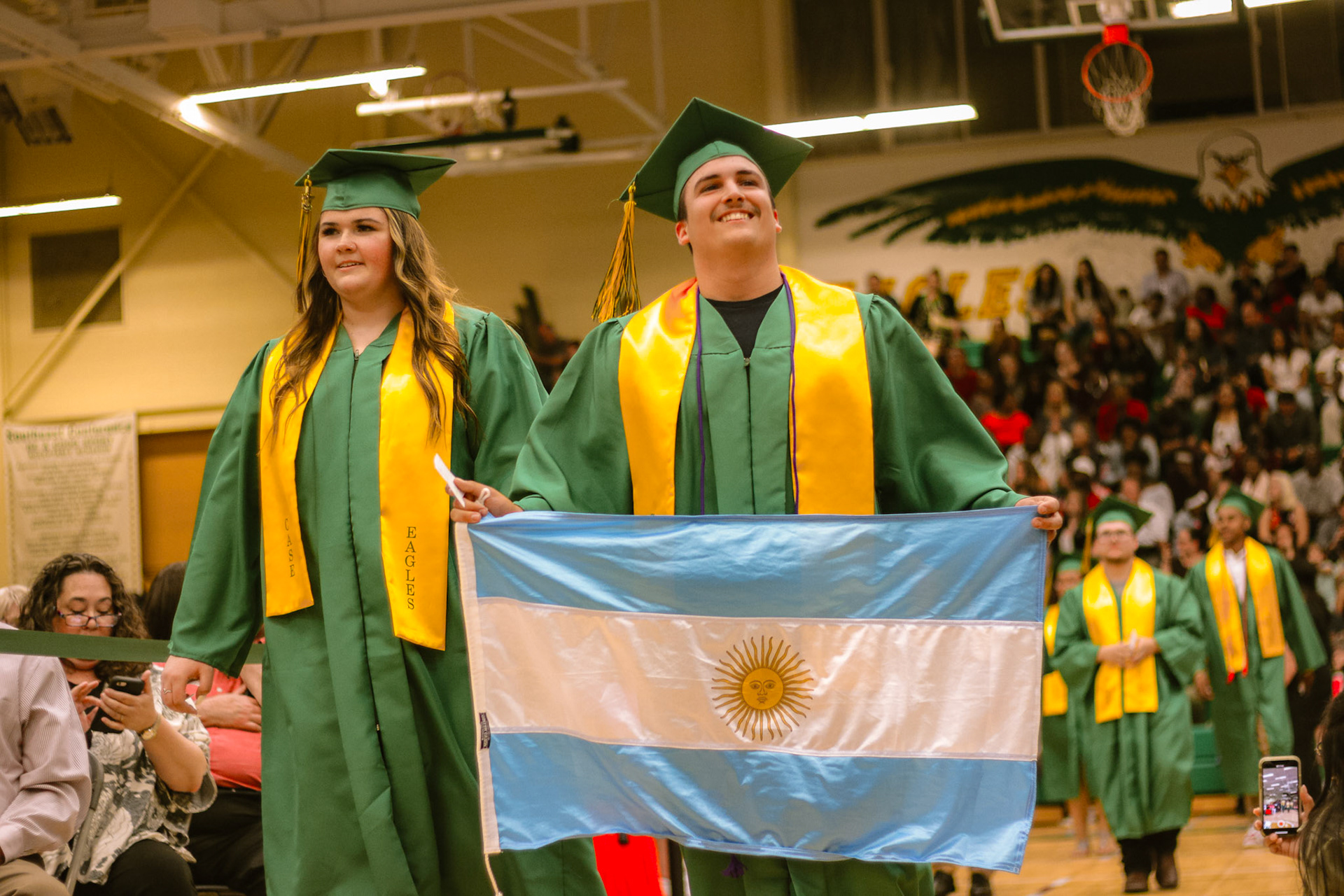 Graduates enter the gym at  Case High School's Commencement Ceremony, June 8, 2019.