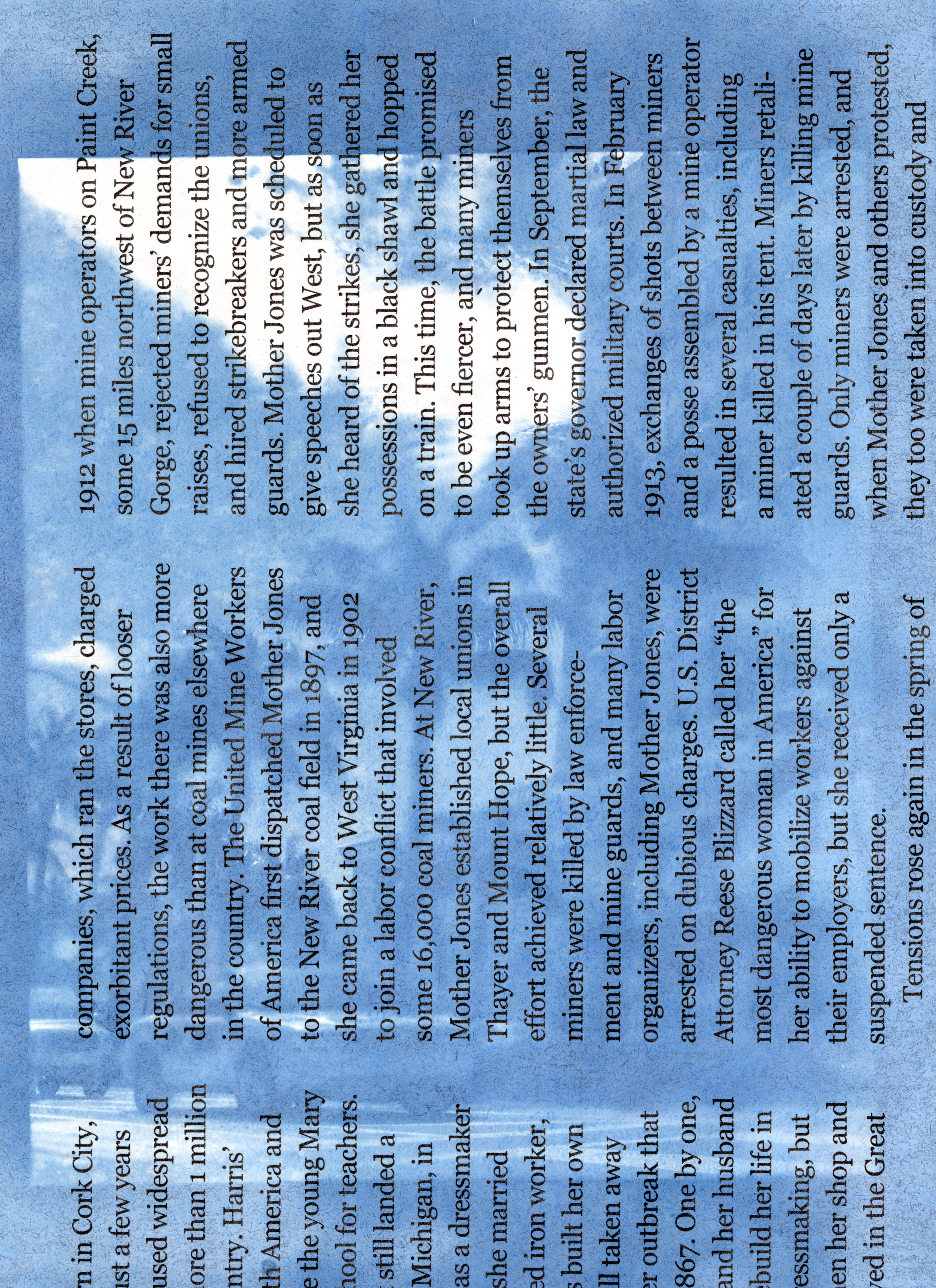 Cyanotype on magazine paper