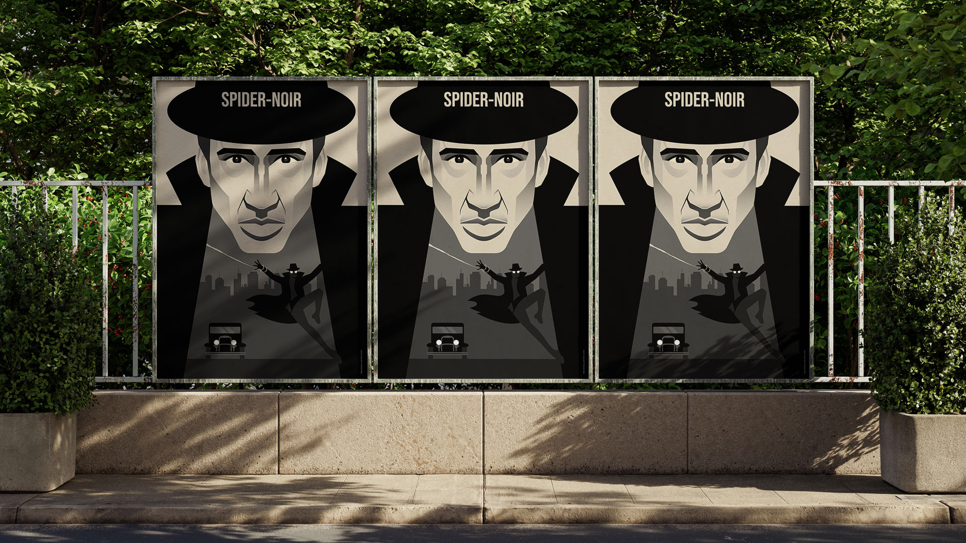 Collectible print inspired by Spider-Noir, capturing its unique cinematic identity.