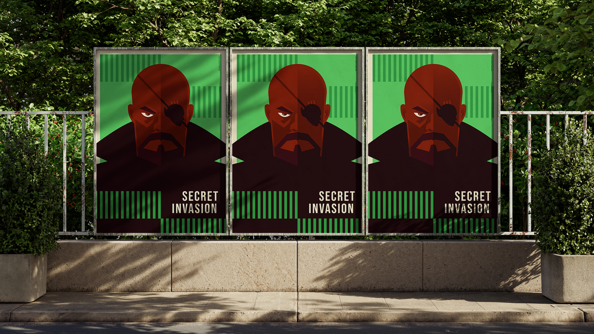 Alternative Secret Invasion poster highlighting Nick Fury and the Skrull threat.