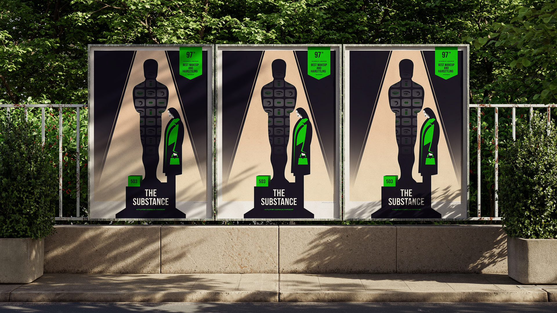 Alternative poster for The Substance using surreal elements to represent identity split and transformation.