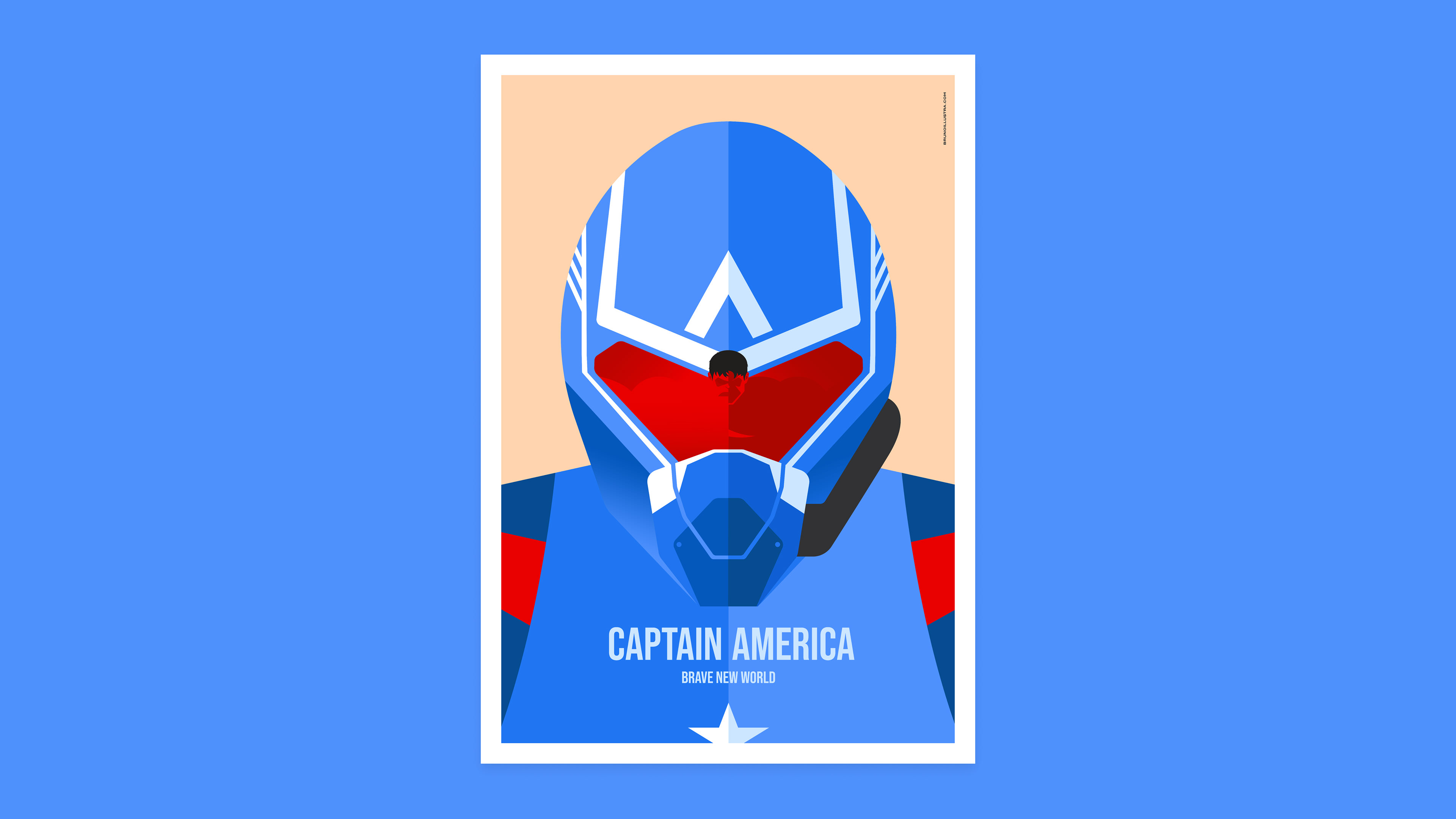 Minimalist poster of Captain America: Brave New World, featuring Sam Wilson’s silhouette with Red Hulk’s figure appearing in his helmet visor.