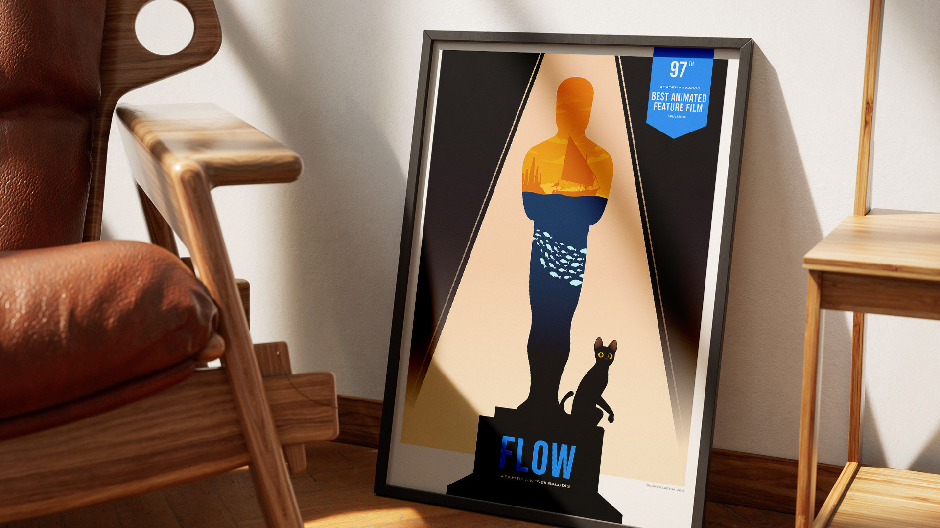 Alternative film poster of Flow, designed for collectors and film enthusiasts.
