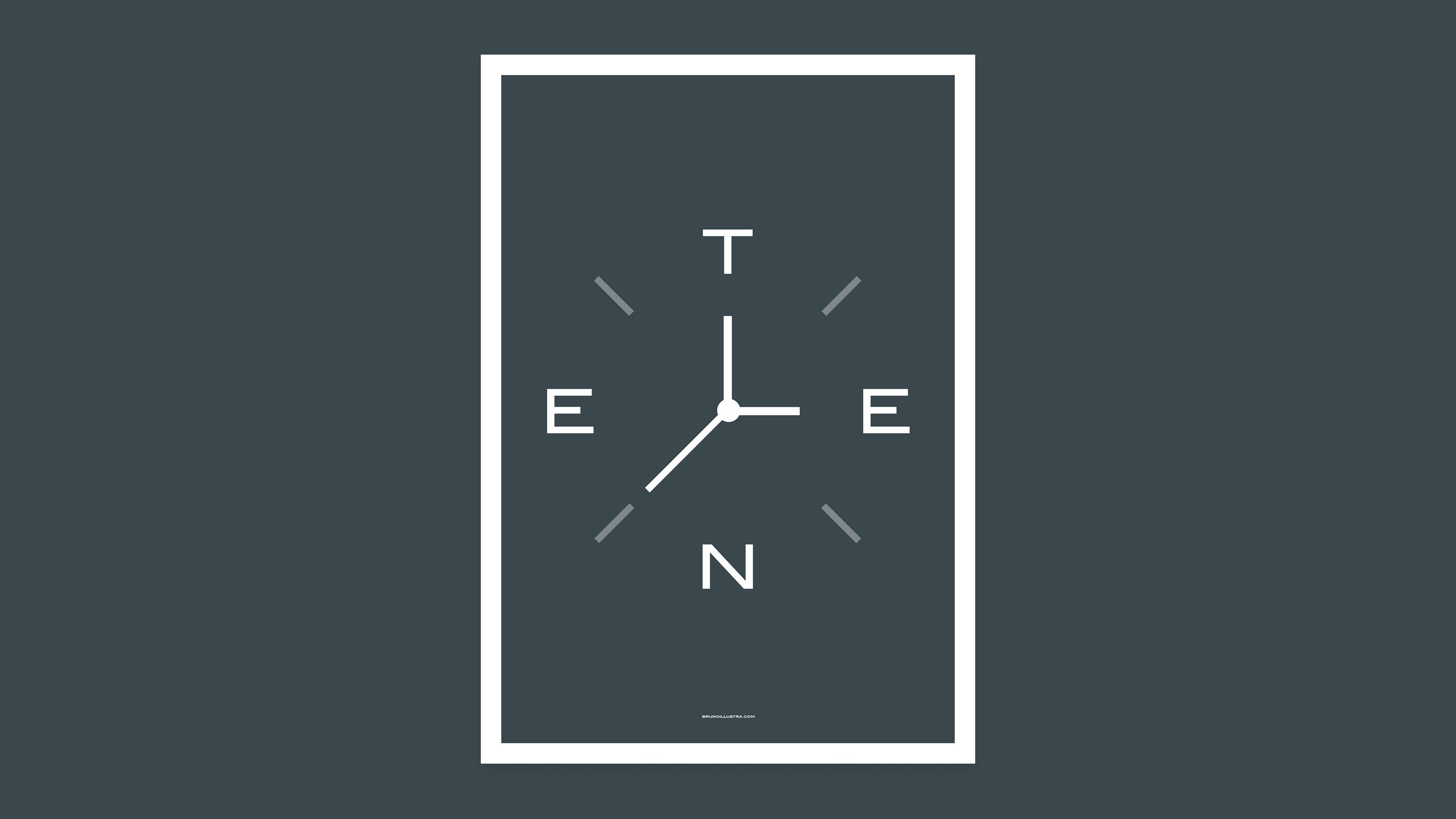 Minimalist poster of Tenet, featuring a clock symbolizing time inversion, the core concept of the film.