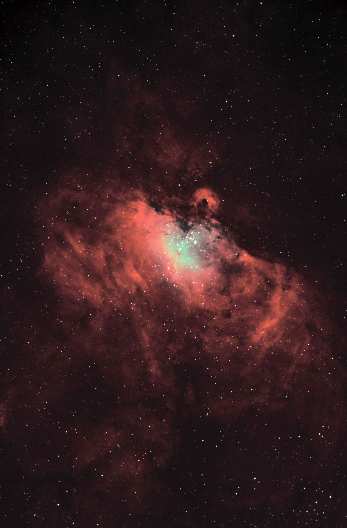The Eagle Nebula, M 16 - also NGC 6611 ,  housing The Pillars of Creation, and also known as the Star Queen Nebula) is a young open cluster of stars in the constellation Serpens